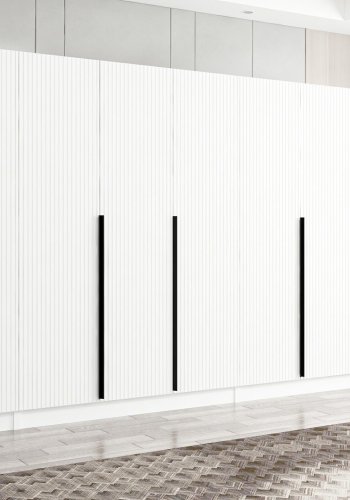 FUNZI LIVING Plus 7788 garderobe, m. 7 drer, 5 henger, 2 skuffer, hyller - hvit melamin