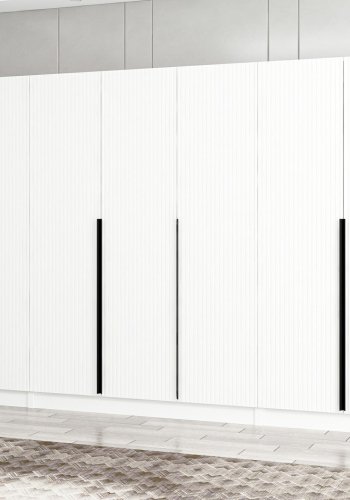 FUNZI LIVING Plus 7788 garderobe, m. 7 drer, 5 henger, 2 skuffer, hyller - hvit melamin