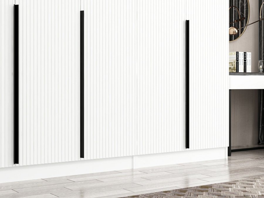 FUNZI LIVING Plus 7788 garderobe, m. 7 drer, 5 henger, 2 skuffer, hyller - hvit melamin