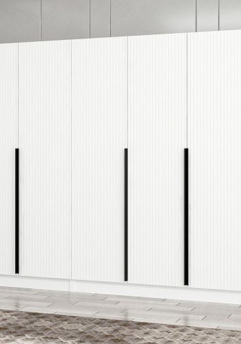 FUNZI LIVING Plus 7789 garderobe, m. 7 drer, 2 henger, 4 skuffer, hyller - hvit melamin