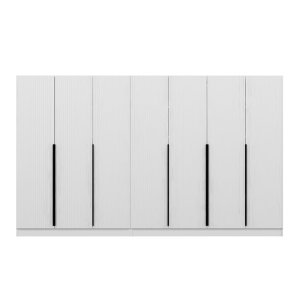 FUNZI LIVING Plus 7789 garderobeskab, m. 7 lger, 2 bjlestnger, 4 skuffer, hylder - hvid melamin