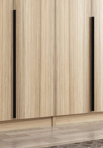 FUNZI LIVING Plus 7798 garderobe, m. 7 drer, 5 henger, 2 skuffer, hyller - naturlig melamin