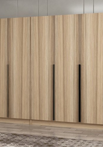 FUNZI LIVING Plus 7799 garderobe, m. 7 drer, 2 henger, 4 skuffer, hyller - naturlig melamin