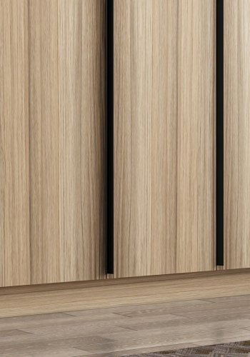 FUNZI LIVING Plus 7799 garderobe, m. 7 drer, 2 henger, 4 skuffer, hyller - naturlig melamin