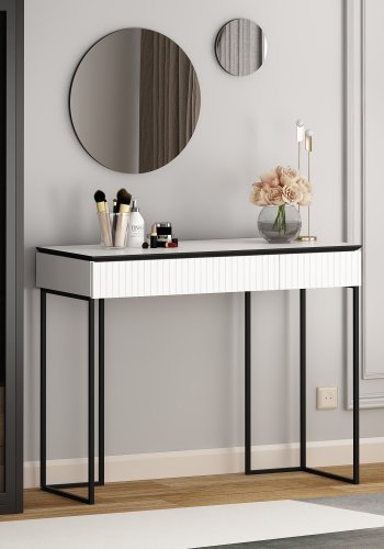 FUNZI LIVING Plus sminkebord, m. 2 skuffer og 2 speil - hvit melamin