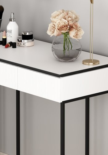 FUNZI LIVING Plus sminkebord, m. 2 skuffer og 2 speil - hvit melamin