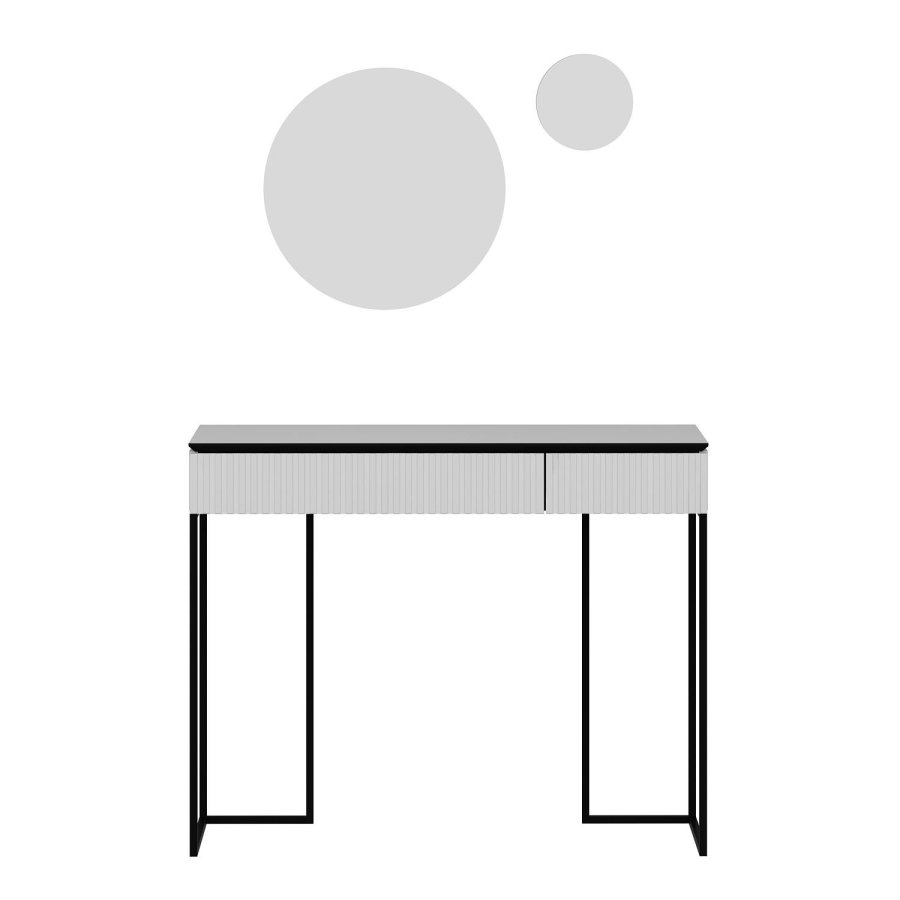 FUNZI LIVING Plus sminkebord, m. 2 skuffer og 2 speil - hvit melamin