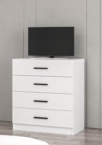 FUNZI LIVING kommode, m. 4 skuffer - hvit melamin