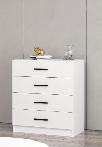 FUNZI LIVING kommode, m. 4 skuffer - hvit melamin