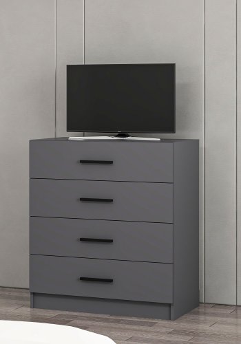 FUNZI LIVING kommode, m. 4 skuffer - antrasittgr melamin