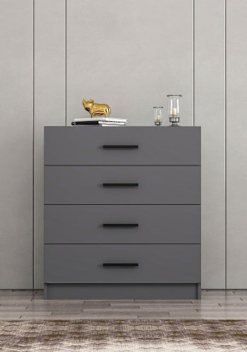 FUNZI LIVING kommode, m. 4 skuffer - antrasittgr melamin