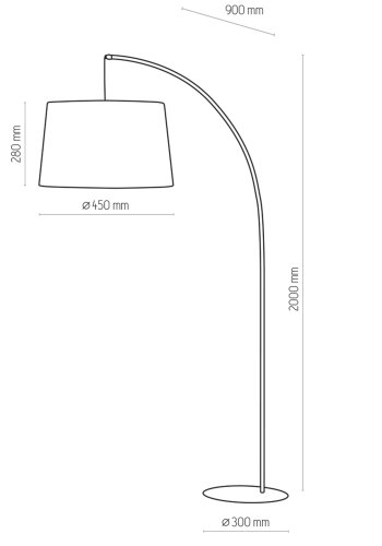  TK Hang gulvlampe - svart stoff og metall