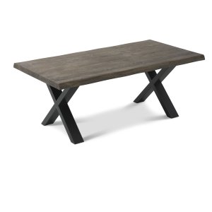 Borneo soffbord med vgig kant 40 mm, rektangulrt - rkt ek och svart metall (130x70)