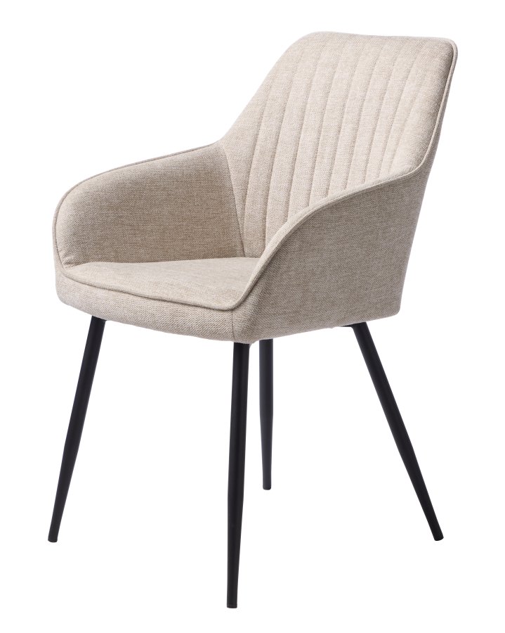 Nolan spisebordstol, stripe, m. armlener - ekte polyester og sort metall