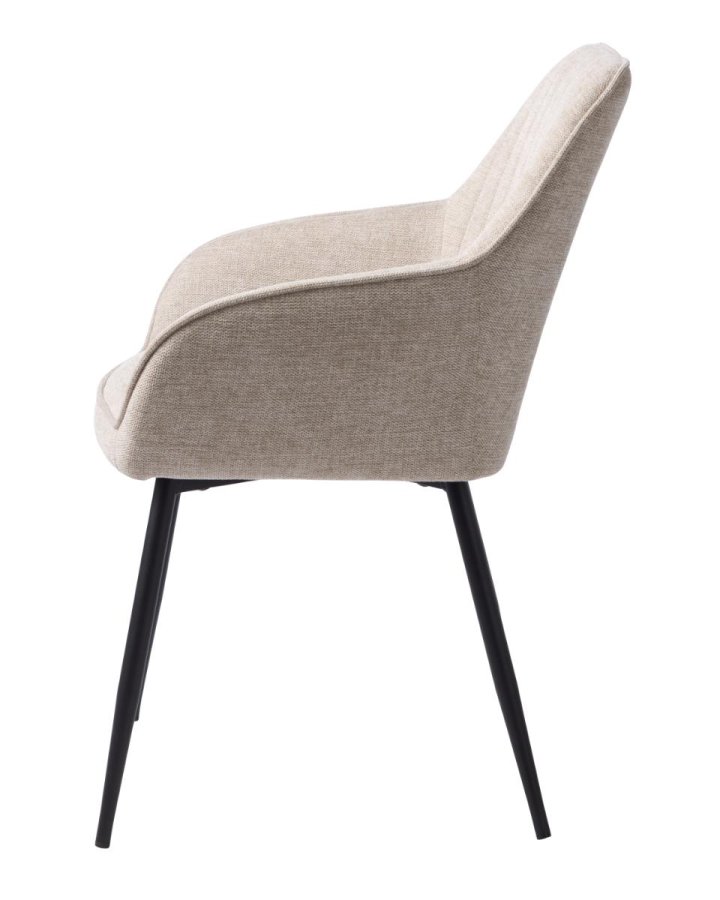 Nolan spisebordstol, stripe, m. armlener - ekte polyester og sort metall