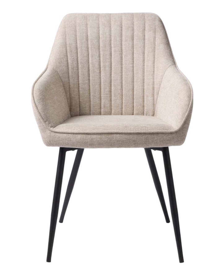 Nolan spisebordstol, stripe, m. armlener - ekte polyester og sort metall