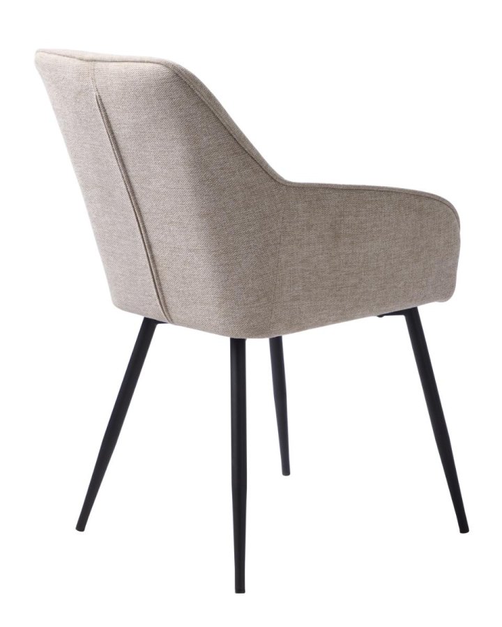 Nolan spisebordstol, stripe, m. armlener - ekte polyester og sort metall