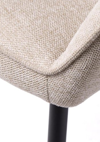 Nolan spisebordstol, stripe, m. armlener - ekte polyester og sort metall