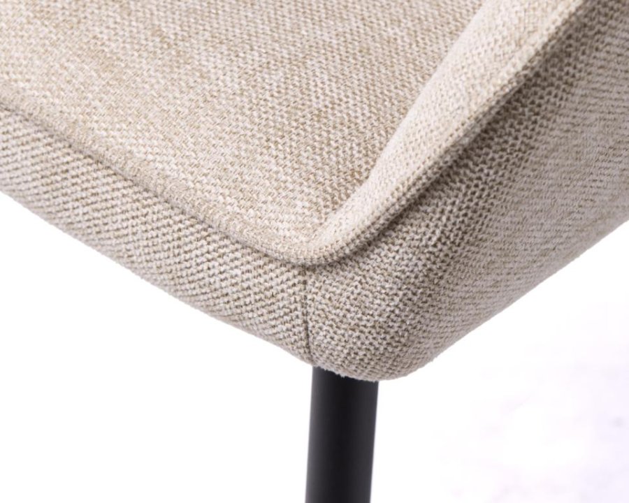 Nolan spisebordstol, stripe, m. armlener - ekte polyester og sort metall