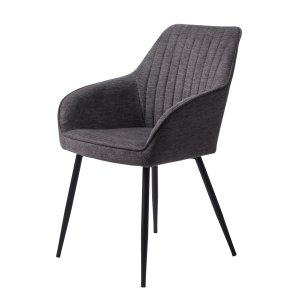 Nolan spisebordsstol, stribe, m. armln - mrkegr polyester og sort metal