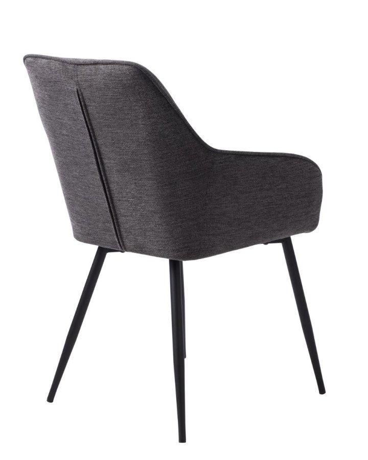 Nolan spisebordstol, stripe, m. armlen - mrkegr polyester og sort metall