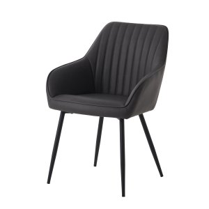 Nolan spisebordsstol, stribe, m. armln - mrkegr PU og sort stl