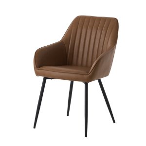 Nolan spisebordsstol, stribe, m. armln - cognac PU og sort stl