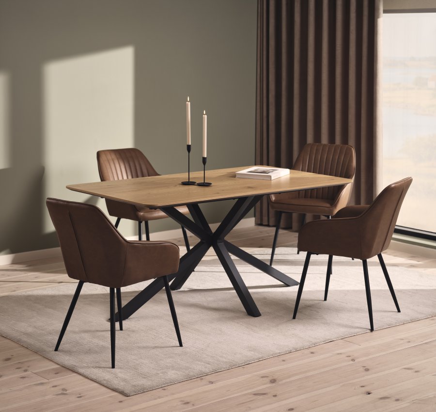 Nolan lenestol, stripete, konjakkfarget pu