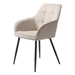 Nolan spisebordsstol, firkantet, m. armln - sand polyester og sort metal