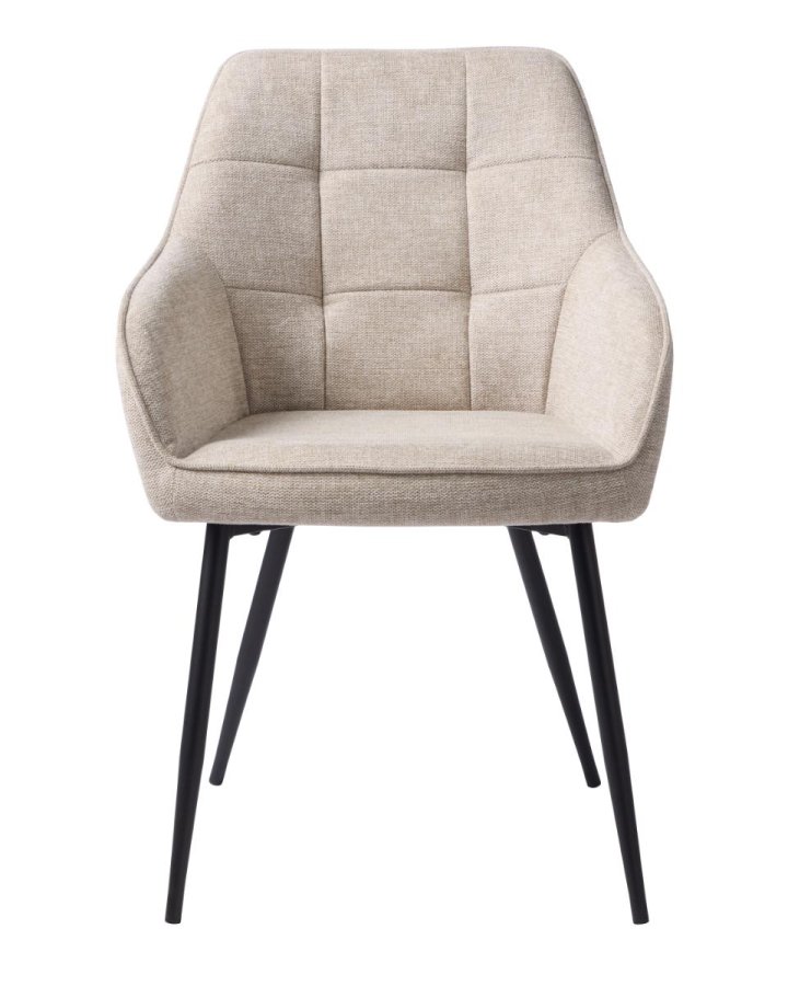 Nolan spisebordstol, firkantet, m. armlener - ekte polyester og sort metall