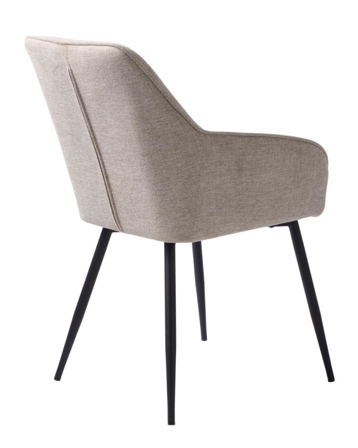 Nolan spisebordstol, firkantet, m. armlener - ekte polyester og sort metall