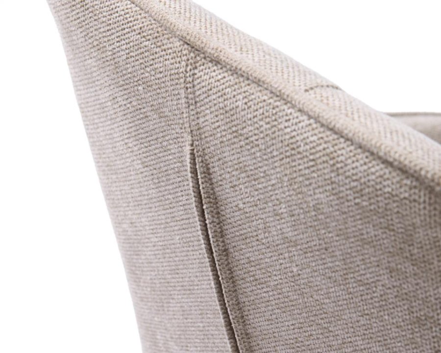 Nolan spisebordstol, firkantet, m. armlener - ekte polyester og sort metall