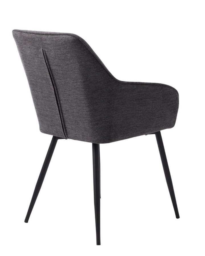 Nolan spisebordstol, firkantet, m. armlen - mrkegr polyester og sort metall