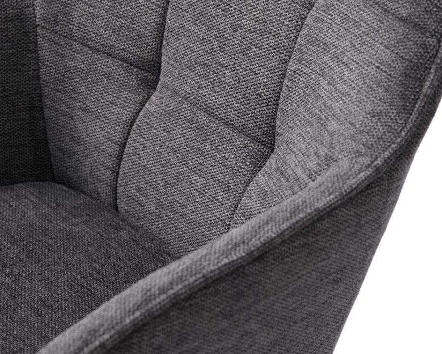 Nolan spisebordstol, firkantet, m. armlen - mrkegr polyester og sort metall