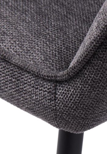 Nolan spisebordstol, firkantet, m. armlen - mrkegr polyester og sort metall