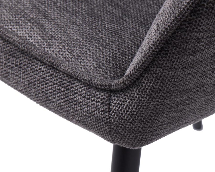 Nolan spisebordstol, firkantet, m. armlen - mrkegr polyester og sort metall