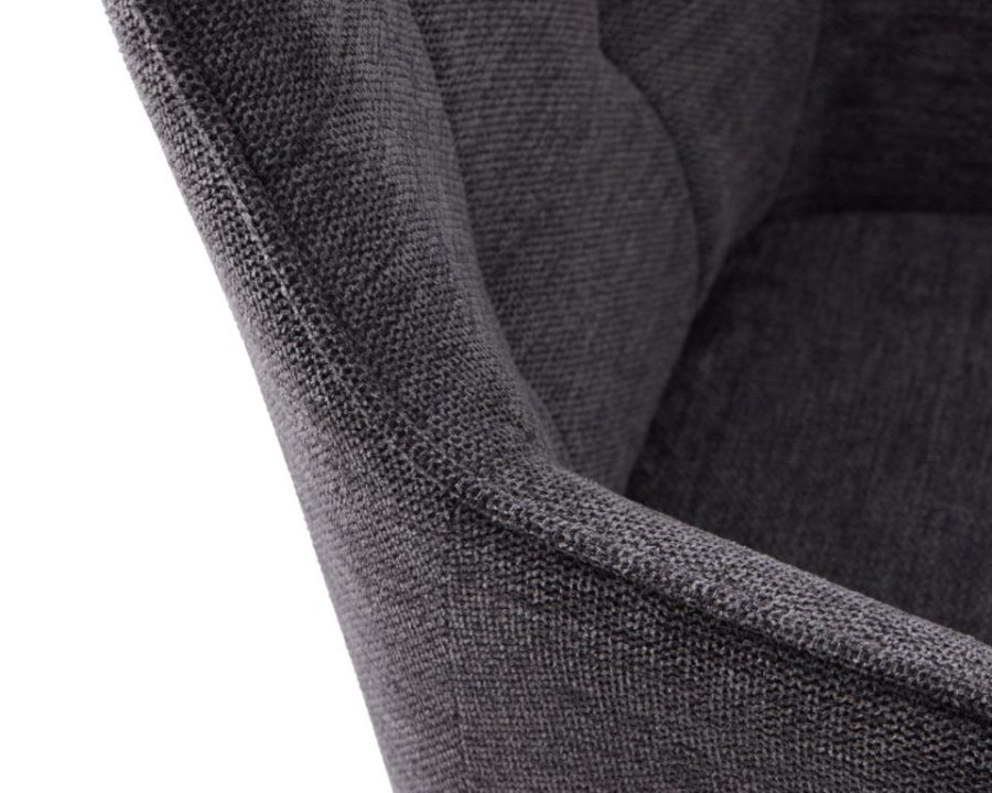 Nolan spisebordstol, firkantet, m. armlen - mrkegr polyester og sort metall