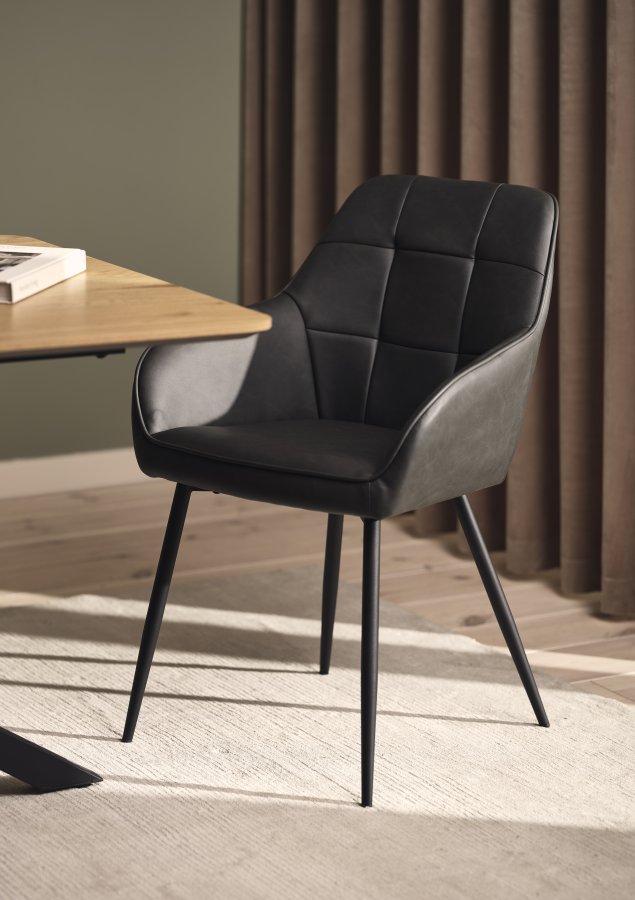 Nolan lenestol, firkantet, mrkegr pu