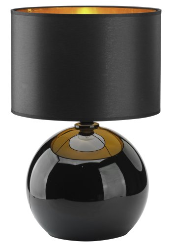 TK Palla bordlampe - gull, sort stoff og sort glass