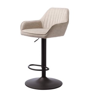 Nolan barstol, rand, m. ryggstöd, armstöd och fotstöd - äkta polyester och svart metall