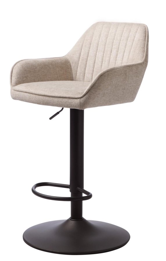 Nolan barstol, stripe, m. rygg, armlen og fotsttte - ekte polyester og sort metall