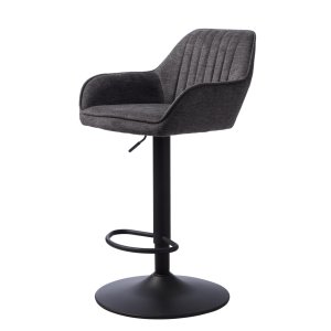 Nolan barstol, rand, m. ryggstd, armstd och fotstd - mrkgr polyester och svart metall