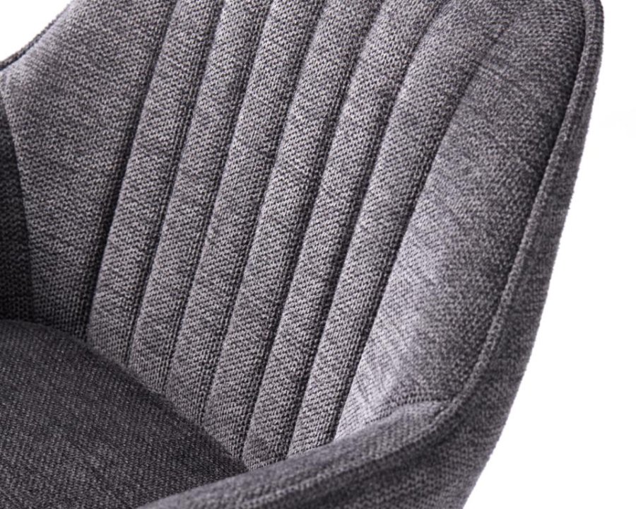 Nolan barstol, stripe, m. rygg, armlen og fotsttte - mrkegr polyester og sort metall