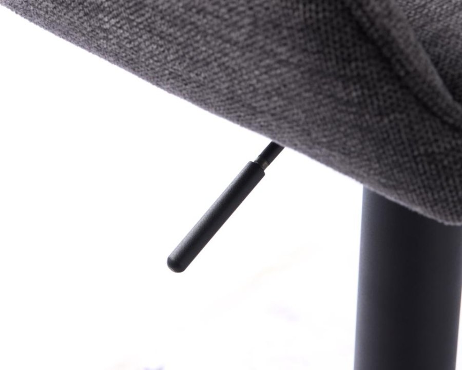 Nolan barstol, stripe, m. rygg, armlen og fotsttte - mrkegr polyester og sort metall