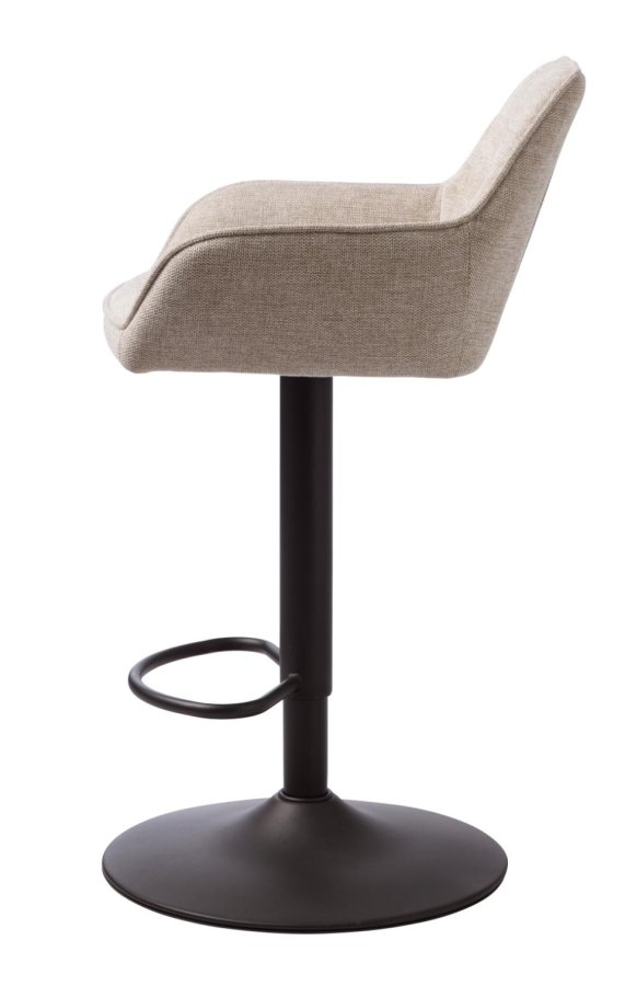 Nolan barstol, firkantet, m. rygg, armlen og fotsttte - ekte polyester og sort metall