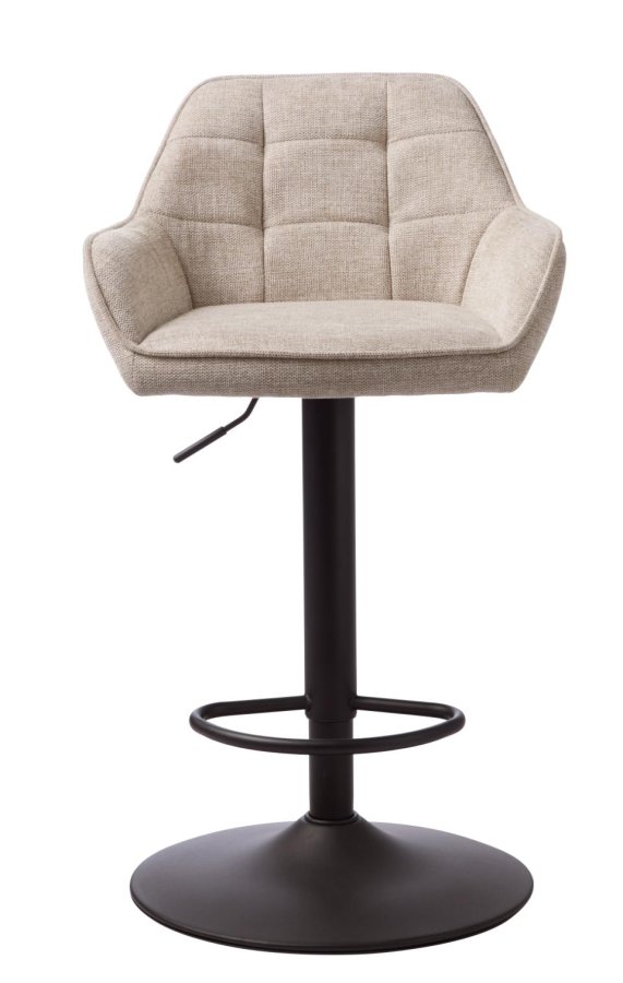 Nolan barstol, firkantet, m. rygg, armlen og fotsttte - ekte polyester og sort metall