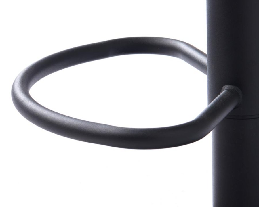 Nolan barstol, firkantet, m. rygg, armlen og fotsttte - ekte polyester og sort metall