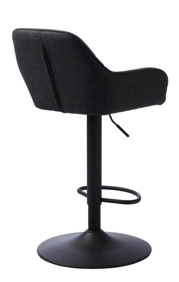 Nolan barstol, firkantet, m. rygg, armlen og fotsttte - mrkegr polyester og sort metall