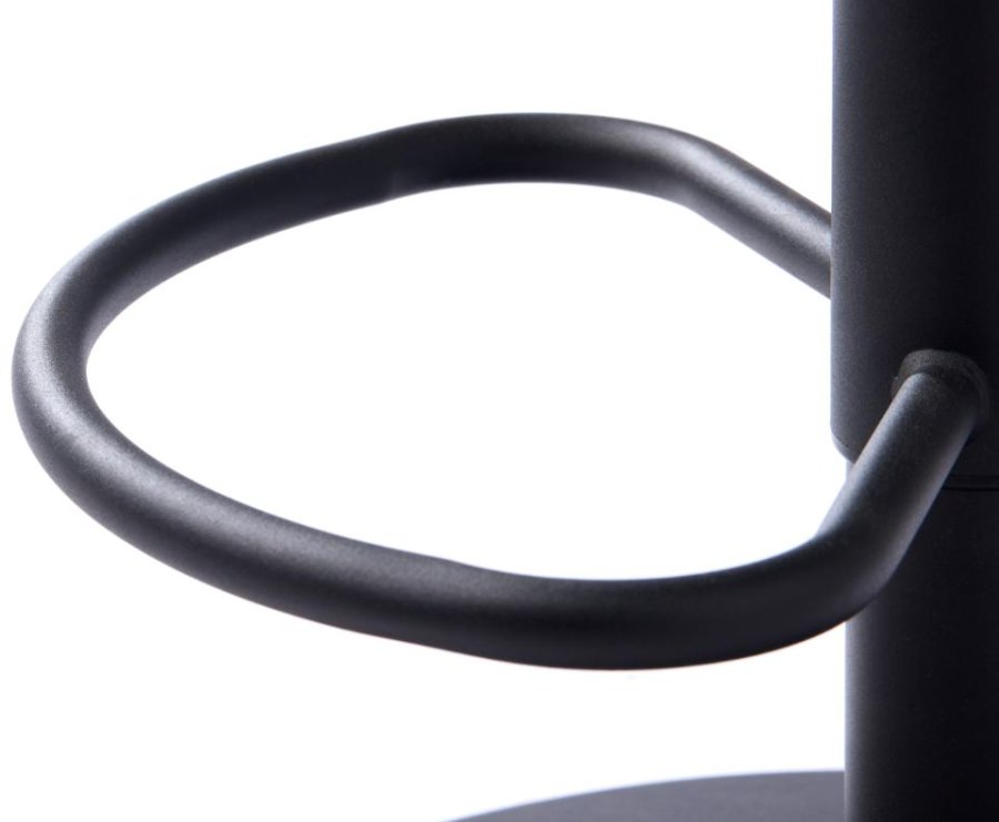 Nolan barstol, firkantet, m. rygg, armlen og fotsttte - mrkegr polyester og sort metall