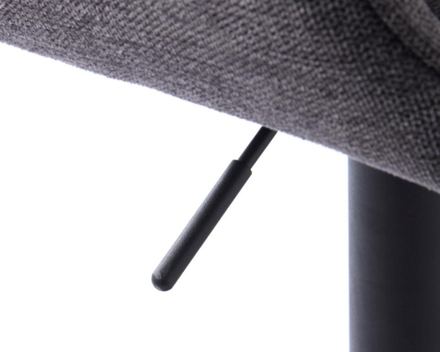 Nolan barstol, firkantet, m. rygg, armlen og fotsttte - mrkegr polyester og sort metall